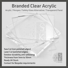 A1 A2 A3 A4 A5 A6 100% Clear Perspex Acrylic Sheet Multipack SAW or LASER CUT