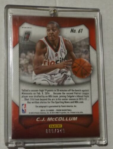 2014-15 C.J. McCollum Blue Prizm Prizm Autograph /249 Portland Trail Blazers - Picture 2 of 7
