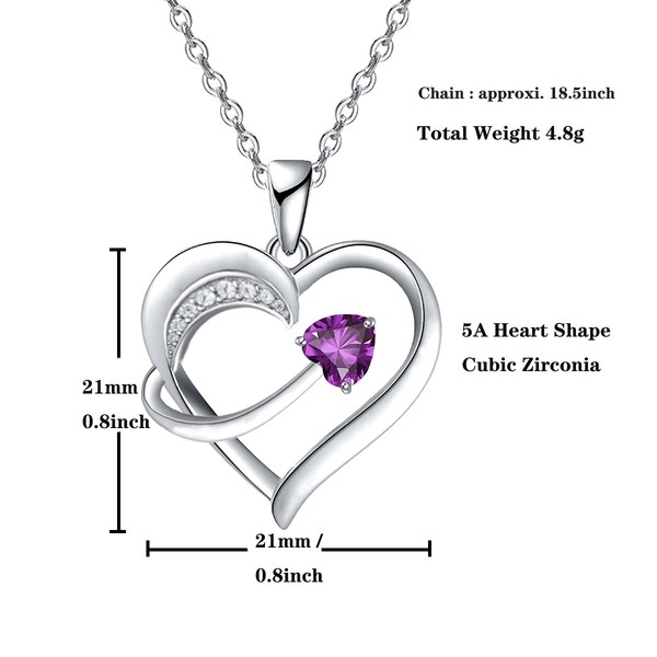 Alternate view of Heart Necklace 14k White Gold Plated Cupid Heart Pendant Necklace For Women