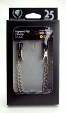 Spartacus Endurance Black Nipple Clamps with Silver Link Chain, New