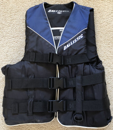 Ballistic PFD Type 3 Life Vest Jacket Black Blue Adults Size S - M VGC