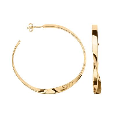 Boucles D'oreilles Créoles Plaqué Or 30mm - Sans Nickel, Neuves Avec étiquettes, Fermoir à Charnière