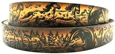 HORSE WESTERN EQUINE ANIMAL EMBOSSED GENUINE COWHIDE LEATHER BELT USA MADE