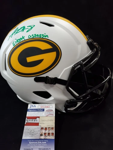 GREEN BAY PACKERS AMARI RODGERS SIGNED INSC FULL SIZE LUNAR REP HELMET JSA COA
