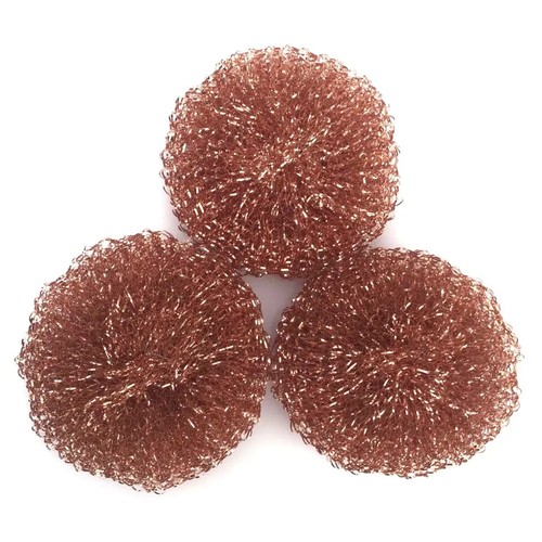 Pack of 3 Copper Coated Scourer Heavy Duty Kitchen Pots Pans Scrubber Cleaner - Picture 8 of 8