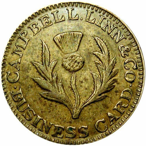Detroit Michigan Civil War Token Campbell Linn & Co Scotch Store Thistle - Picture 1 of 2