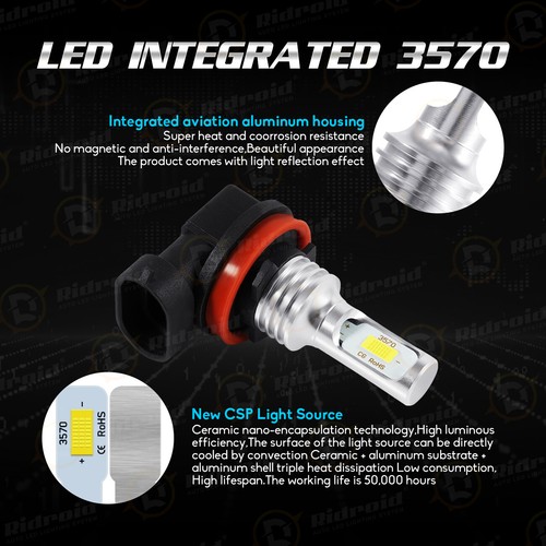 For Nissan Sentra 2004-2012 LED Headlight High/Low + Fog Light Bulbs Combo 6000K - Picture 18 of 24