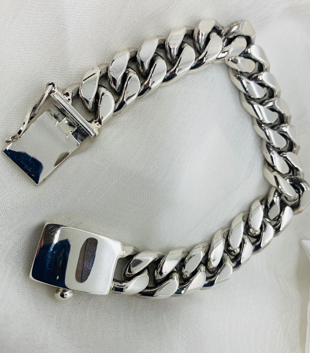 925 Sterling Silver Solid Handmade 14mm Miami Cuban Men 