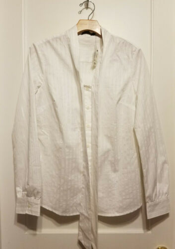 Camicia girocollo THE LIMITED, bianca, righe metallizzate, misto cotone, taglia M, nuova con etichetta - Foto 6 di 10