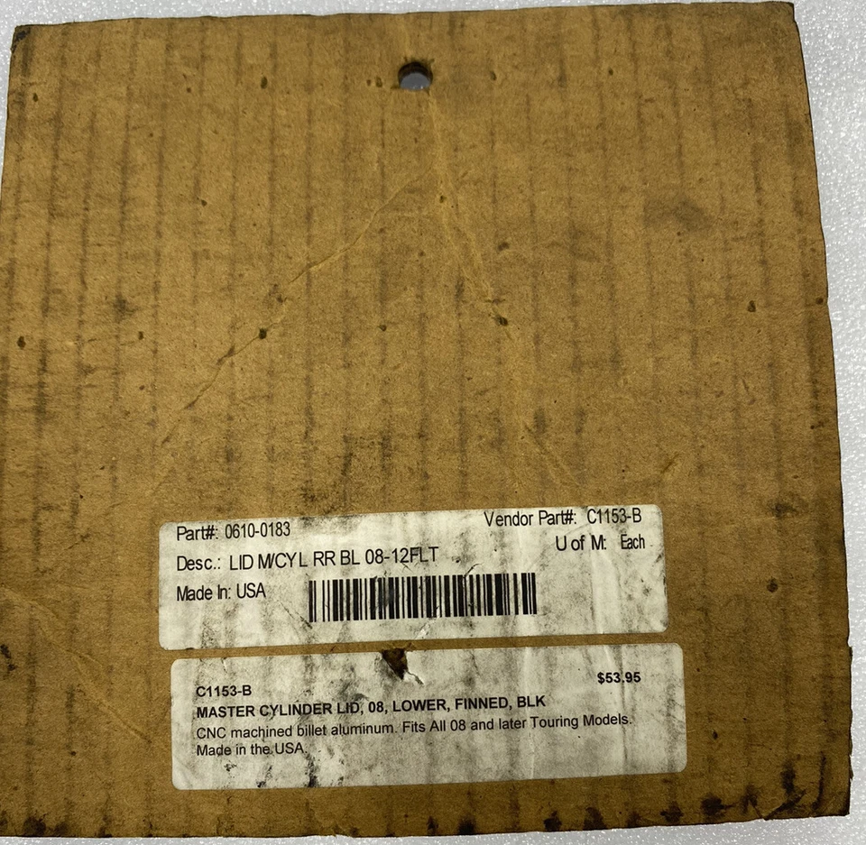 Cubierta del cilindro maestro trasero Covingtons C1153-B con aletas negras 08+ modelos Touring Foto 2 de 3