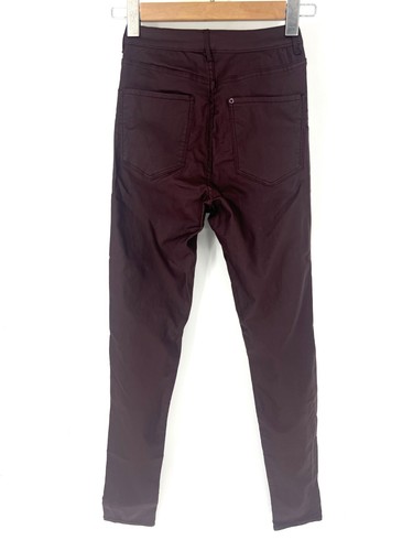 H&M Super Skinny High Waist Jeggings Womens Size 26/30 Burgundy Coated Denim - Picture 2 of 11