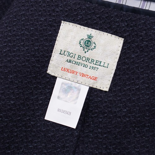 Luigi Borrelli Midnight Blue Patterned Wool-Cashmere Sport Coat Slim 40R (Eu 50) - Picture 7 of 9