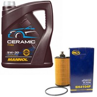 MotoröL Set 5W-30 5 Liter + ÖLfilter SH 4104 P FüR Chevrolet Cruze Aveo Trax 1.6