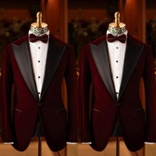 Party Prom Men's Suit Silk Satin Peak Lapel Wedding Groom Jacket Blazer Formal