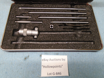 Starrett 124 Inside Micrometer Set 2-8'' w/ .500 Spacer Collar .001'' Res G846