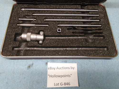 Starrett 124 Inside Micrometer Set 2-8" w/ .500 Spacer Collar .001" Res G846