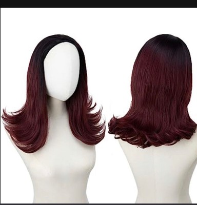 SARLA Burgundy Half Headband Wigs For Women Wine Red Synthetic Curly Drawstring