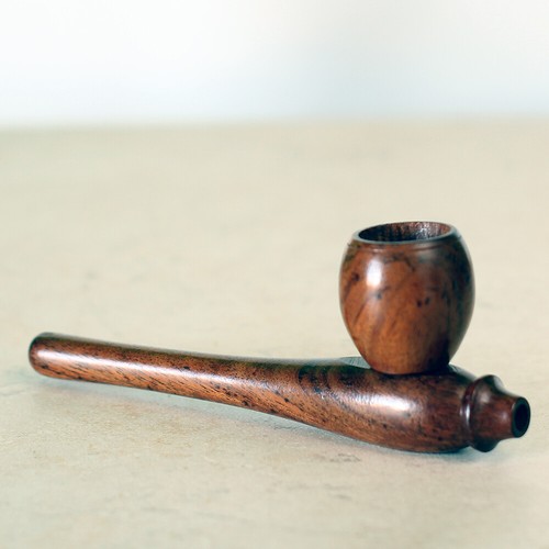 (2 pipes & Grndr) Premium Wood Hand Carved Smoking Pipes & Metal 4pt Grinder GB - Picture 8 of 15