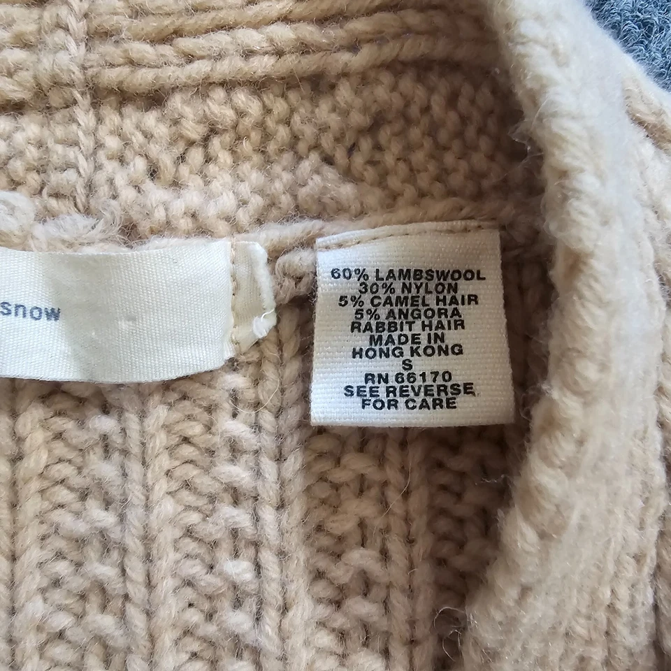 Sleeping On Snow Cardigan Sweater Women Small Beige Camel Hair Blend Long Sleeve - Image 4 of 4