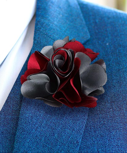 Vittorio Vico Men's Formal Two-Tone Flower Handmade Lapel Pin, 22 Colors - 第 37/154 張圖片