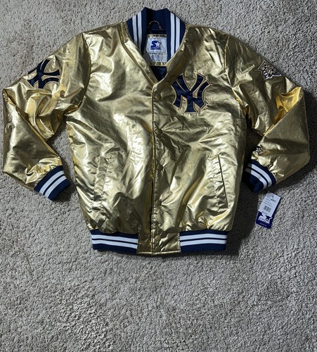 New York Yankees Starter Satin Jacket Gold Medium New With Tags