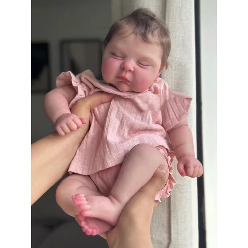 19" Soft Vinyl Reborn Baby Doll Peaches Sleeping Newborn Dolls 3D Skin Painted - Picture 3 of 5
