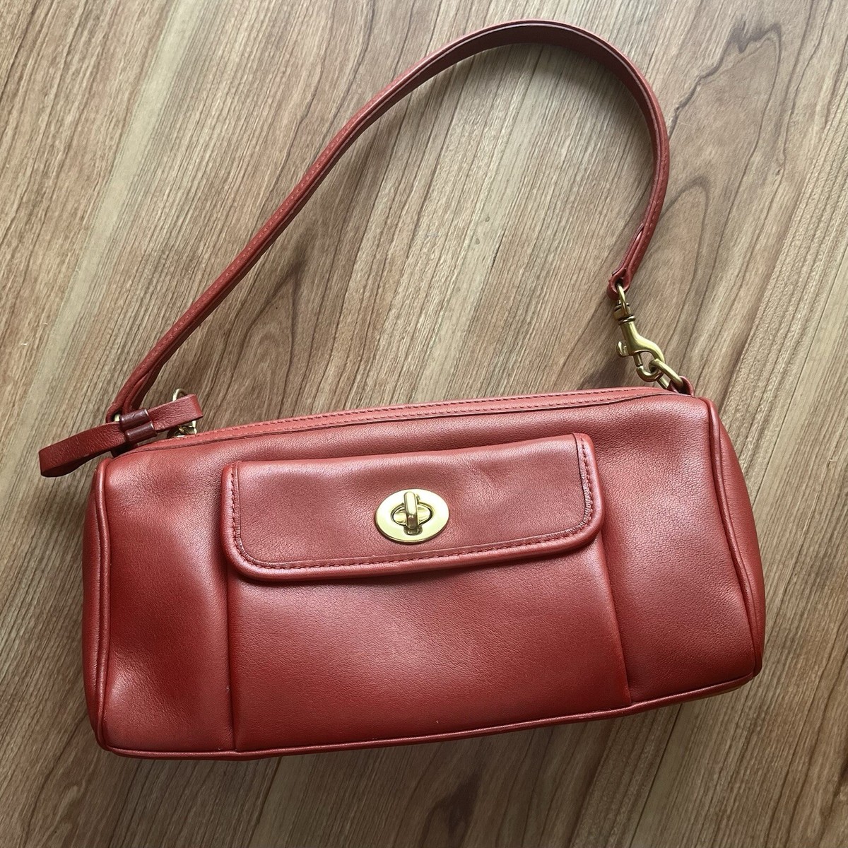 Coach Penelope Demi Barrel Shoulder Bag Red Leather Vintage