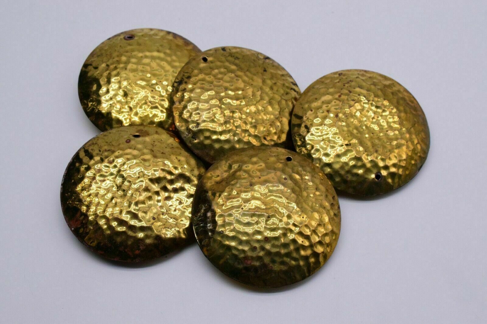5 Gold Pendant Large Round Hammered Charm Finding Jewelry Making 69 mm