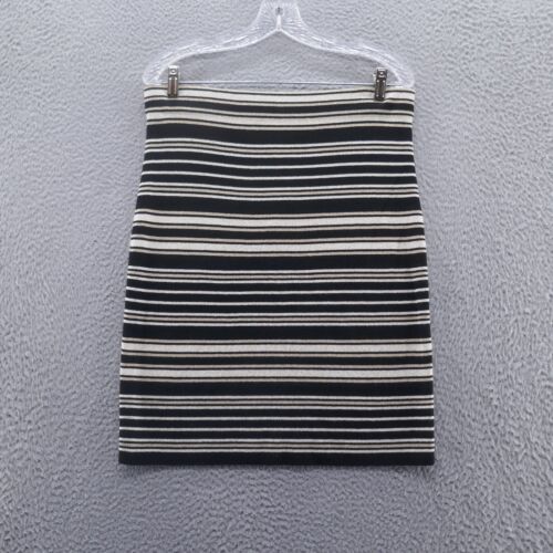 LOFT Womens Straight Knit Sparkle Sweater Skirt Medium Black Gold Stripe NEW