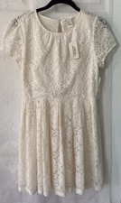 NWT $29 Forever 21 Ivory White Floral Lace and Mesh Dress Medium