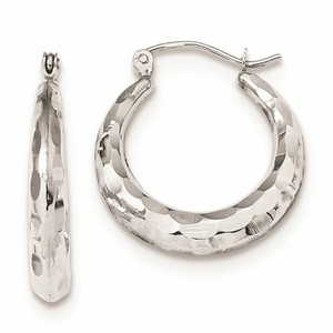 23mm x 23mm Solid 14k White Gold Polished and Diamond-Cut Hoop Earrings 23mm x 23mm Solid 14k White Gold Polished and Diamond-Cut Hoop Earrings