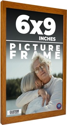 6x9 Honey Brown Real Wood Picture Frame Width 0.75 inches | Interior Frame Depth