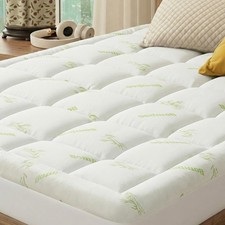 Twin XL Cooling Pillow Top Mattress Topper   Ultra-Soft Bamboo Viscose Cover,...