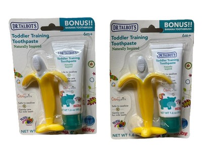 2 X Dr Talbots Toddler Training Toothpaste WITH BONUS BANANA TOOTHBRUSH 6+ MONTH
