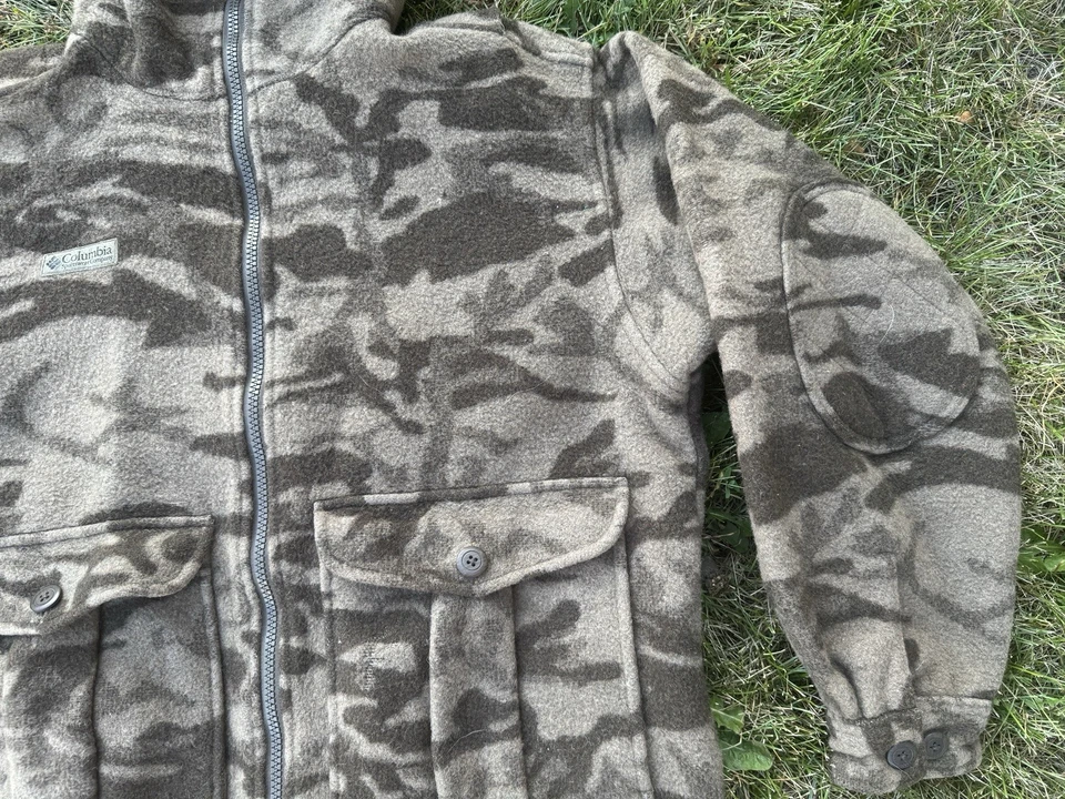 VTG Columbia Parka Mens L Gallatin Wool Blend Hooded Camo Hunting Jacket - Image 4 of 4