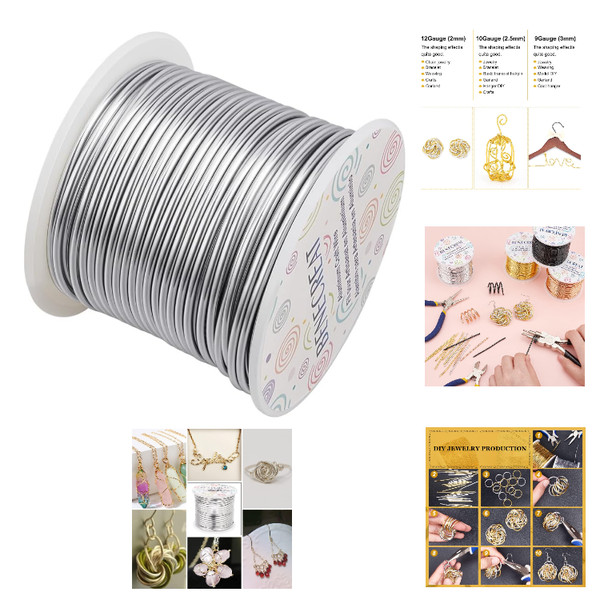 Aluminiumdraht 2Mm 30M Eloxiert Silber Schmuck Handwerk-image