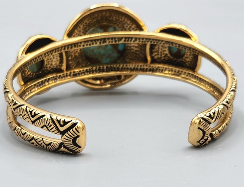 Barse Studio signiertes Armband goldene Bronze drei Steine Türkis - Bild 5 von 15