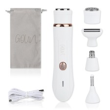 4-in-1 Facial Hair Removal for Women, Electric Painless Shaver, USB White