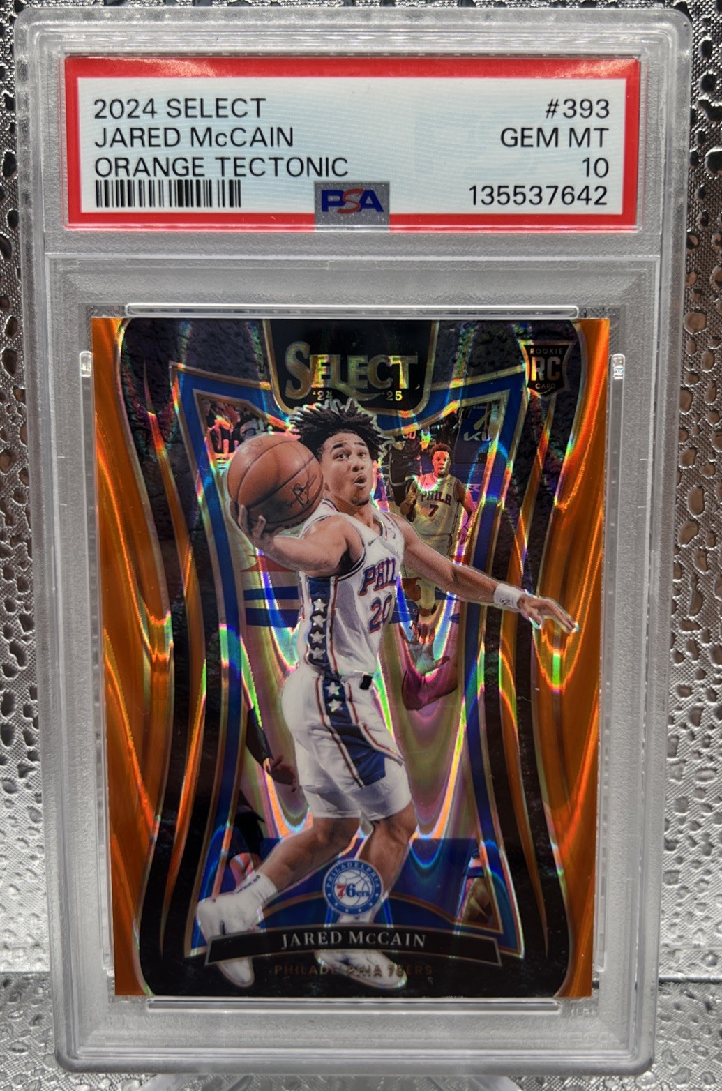 Jared McCain 2024-25 Panini Select Mezzanine Orange Tectonic Prizm (RC) POP 2!