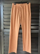 Roller Rabbit Medium Tan Sunset Print Lounge Pants Pockets 100% Organic Cotton