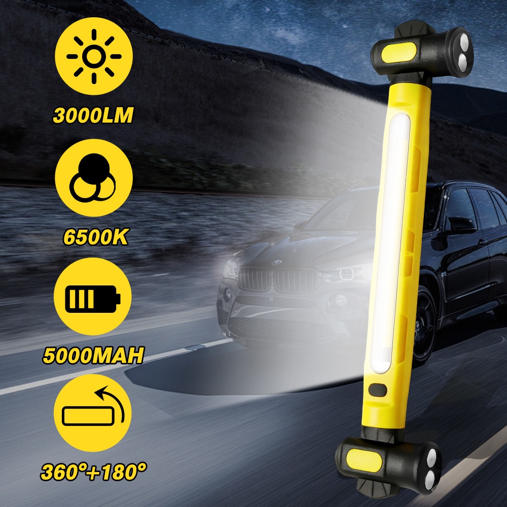 5000mAh Bright Magnetic Work Light Built-in Battery Underhood Work Lamp Bar