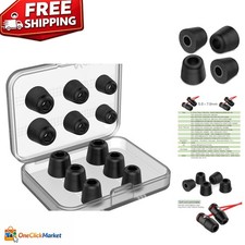 Replacement Earbud Tips - 12PCS Memory Foam for Ultimate Noise Isolation, Black