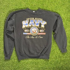 Vintage US Navy Sweatshirt United States Crewneck Pullover Navy Blue medium 90s