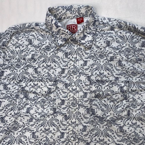 Red Ranch Paisley Western Shirt XL Long Sleeve Pearl Snap Front Pocket Cowboy - Bild 4 von 8