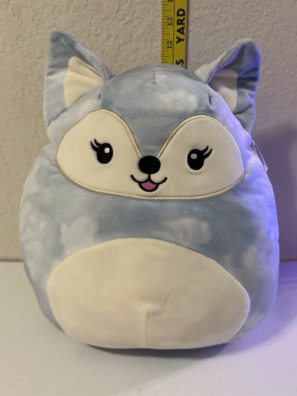 USED Squishmallows 12" Faldette The Fox Blue White Tie-Dye Plush Soft Kelly Toy