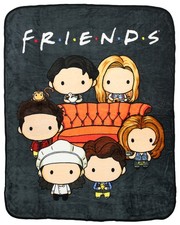 Friends TV Show Chibi Characters Micro Raschel Throw Blanket 46"x60"