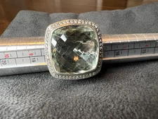 EUC David Yurman Albion Ring 17mm Prasiolite With Diamonds Size 8