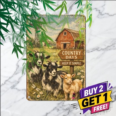 Live Like Someone Left The Gate Open Funny Goat Farm Metal Tin Sign Plaque
