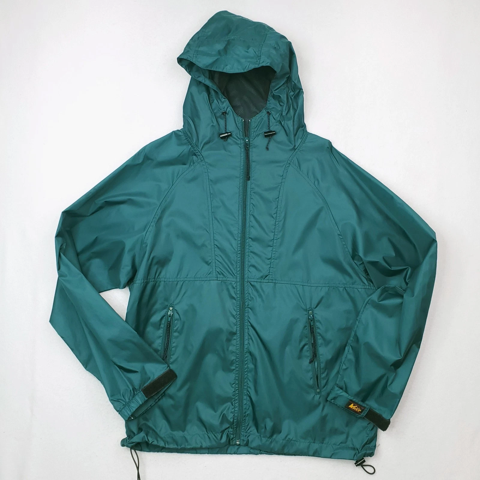 Vintage REI Windbreaker Jacket Mens Medium Green Lightweight Packable Hooded
