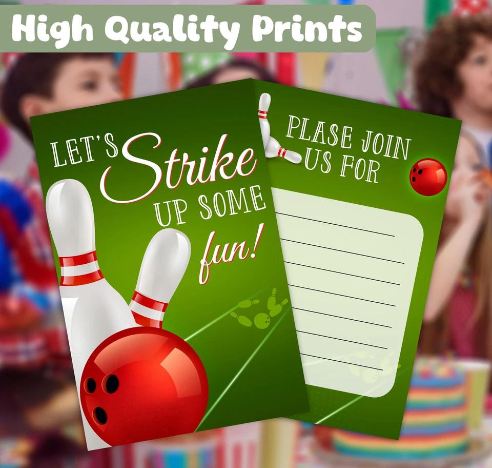 Feyerr Bowling Invitaciones de Cumpleaños para Niños Niñas 30 Tarjetas Doble Cara Foto 4 de 4